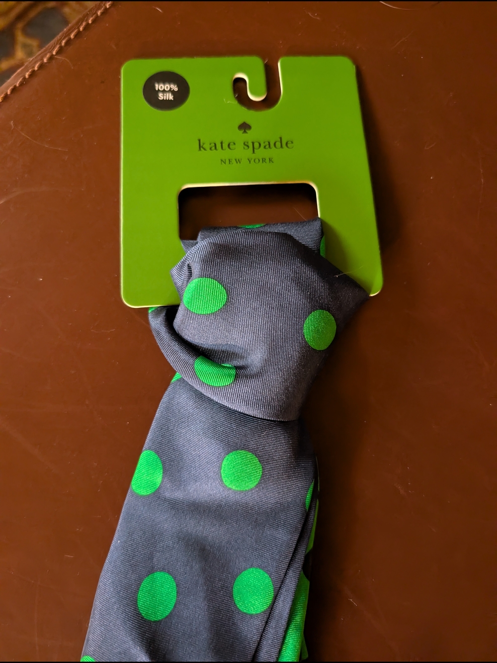 kate spade Navy & Green Polka Dot Silk Square Scarf - Picture 4 of 6
